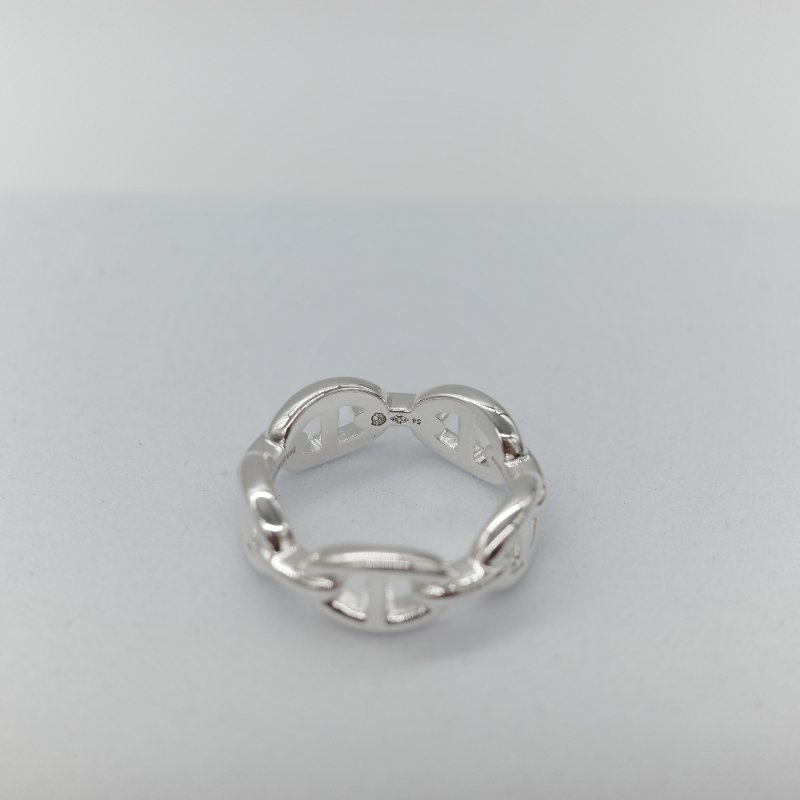 Hermès 愛馬仕 Chaîne d'ancre Enchaînée 豬鼻子 925 純銀 多環連結 戒指-3