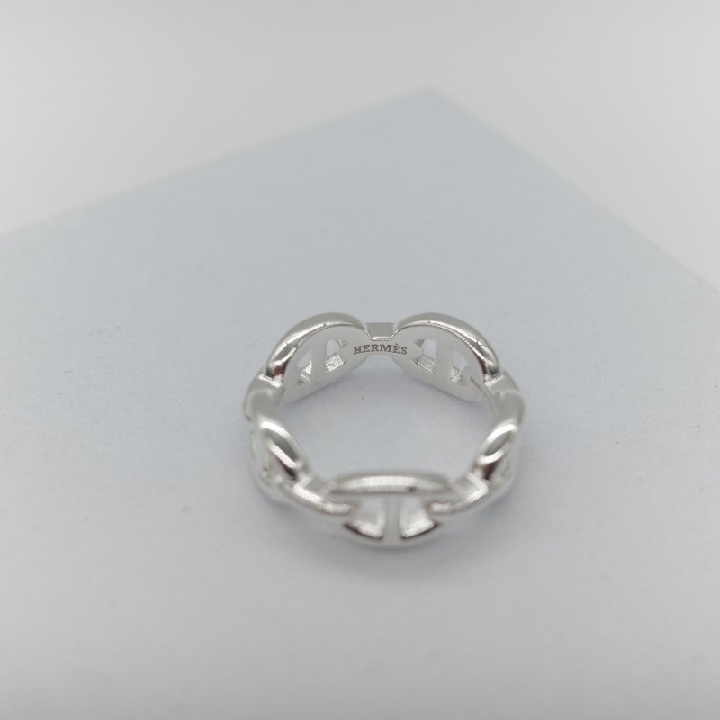 Hermès 愛馬仕 Chaîne d'ancre Enchaînée 豬鼻子 925 純銀 多環連結 戒指-4