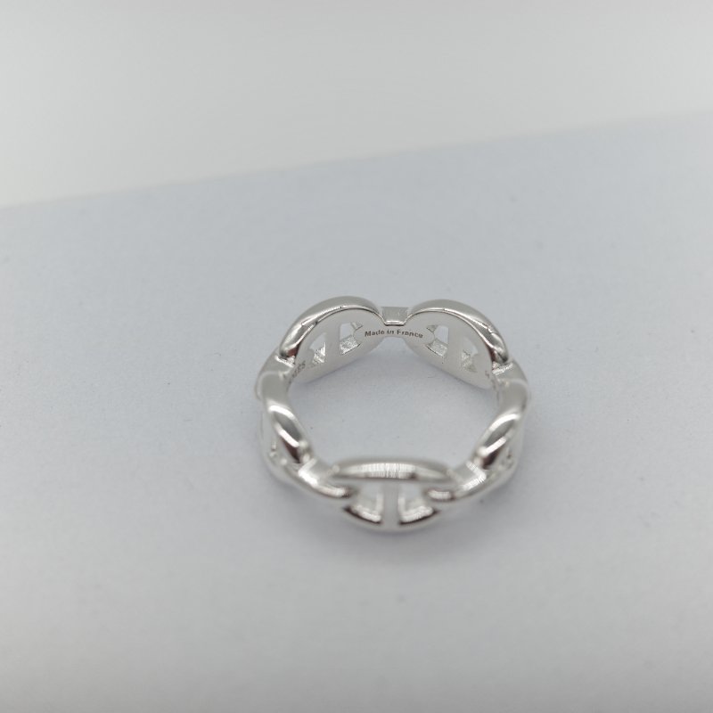 Hermès 愛馬仕 Chaîne d'ancre Enchaînée 豬鼻子 925 純銀 多環連結 戒指-5