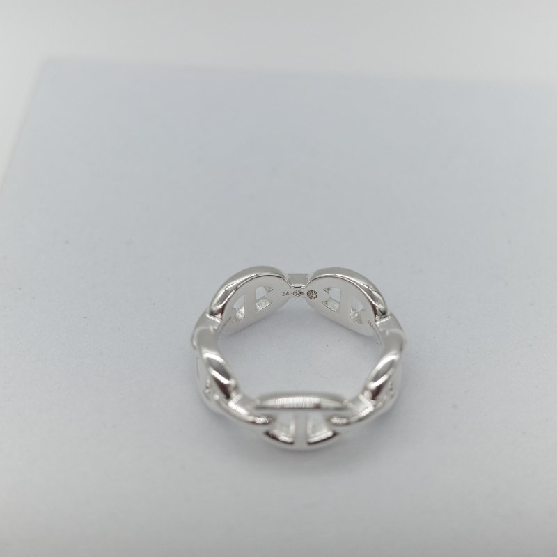 Hermès 愛馬仕 Chaîne d'ancre Enchaînée 豬鼻子 925 純銀 多環連結 戒指-6