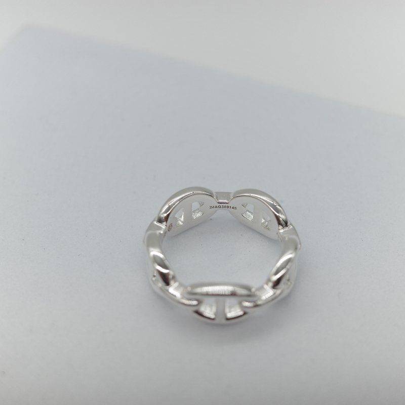 Hermès 愛馬仕 Chaîne d'ancre Enchaînée 豬鼻子 925 純銀 多環連結 戒指-7