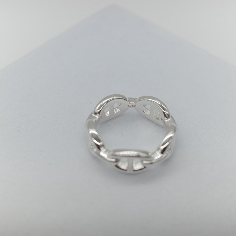 Hermès 愛馬仕 Chaîne d'ancre Enchaînée 豬鼻子 925 純銀 多環連結 戒指-8