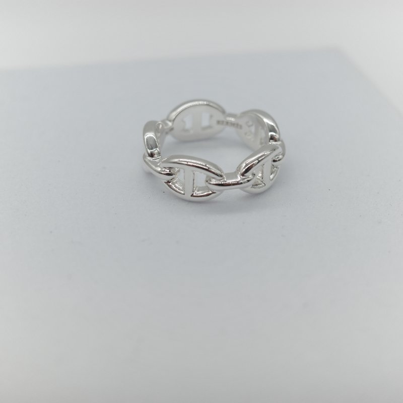 Hermès 愛馬仕 Chaîne d'ancre Enchaînée 豬鼻子 925 純銀 多環連結 戒指-9