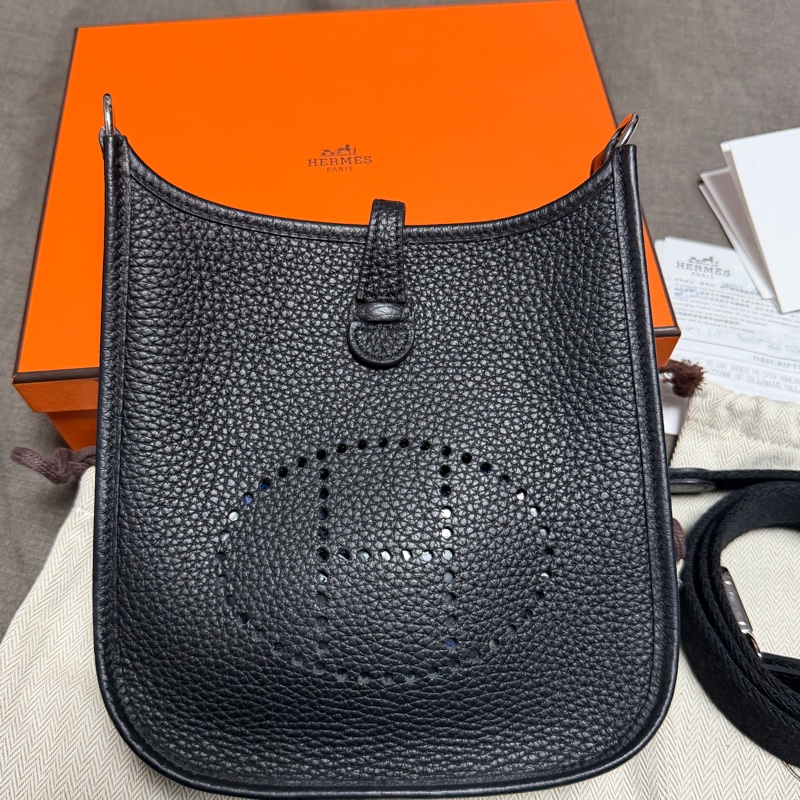 HERMES MINI EVELYNE 黑銀 全配-1