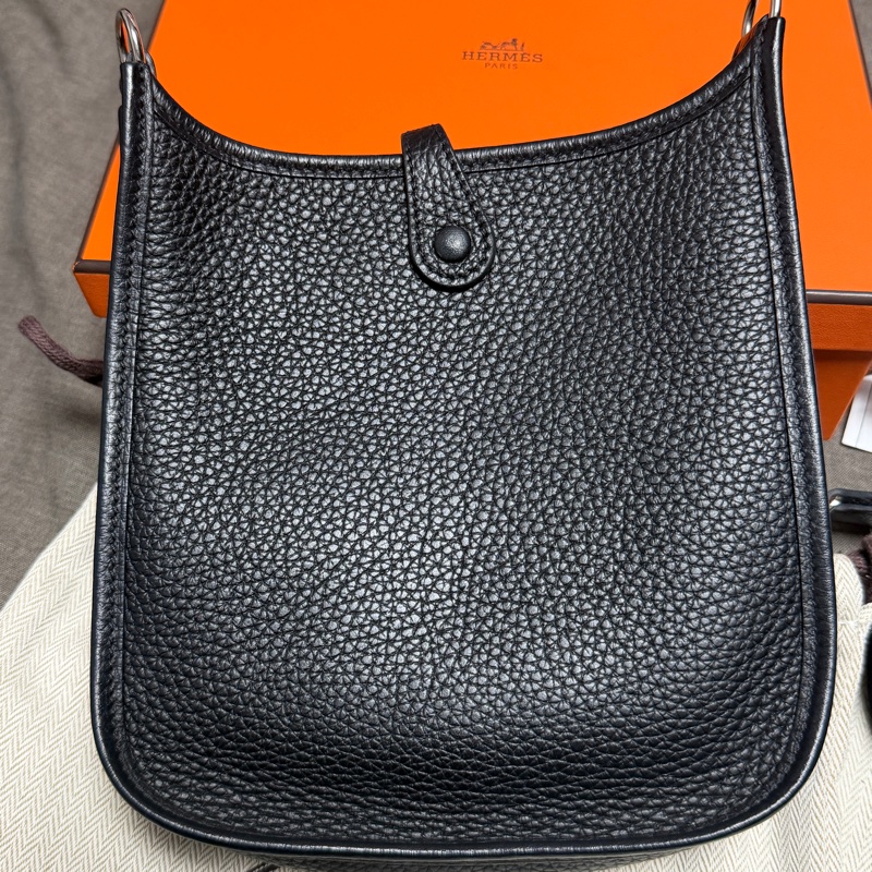HERMES MINI EVELYNE 黑銀 全配-6