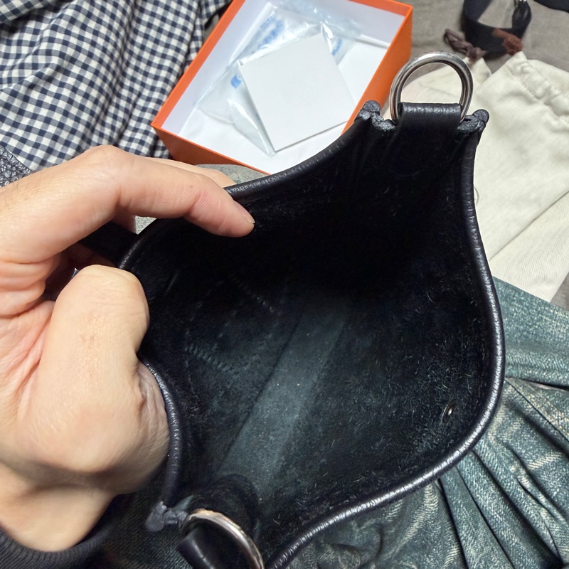 HERMES MINI EVELYNE 黑銀 全配-11