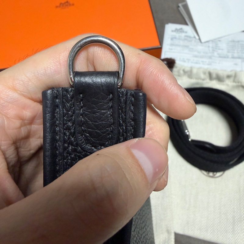 HERMES MINI EVELYNE 黑銀 全配-14