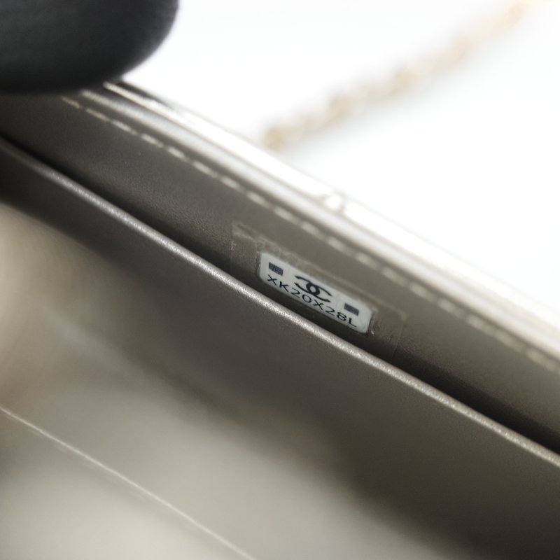 (稀有款♥️全網唯一)Chanel 香奈兒 香檳銀色 牛皮 Kelly 雙手提 鏈條包 斜挎包-18