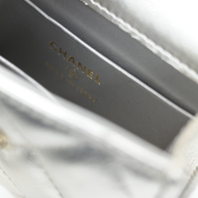 (稀有款♥️全網唯一)Chanel 香奈兒 香檳銀色 牛皮 Kelly 雙手提 鏈條包 斜挎包-20