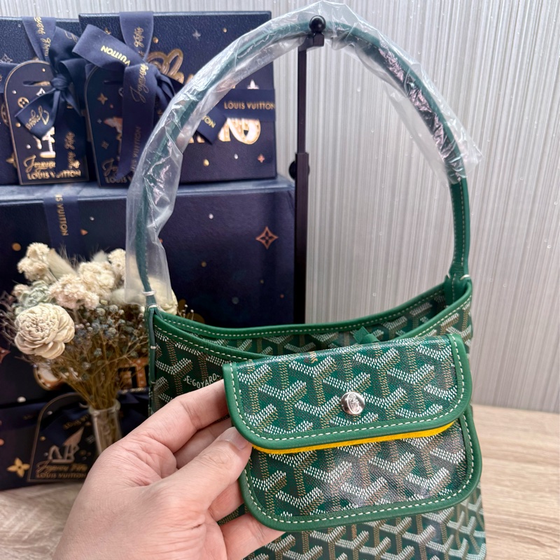 Goyard mini HOBO綠色戈雅迷你HOBO肩背手提托特包購物包-13