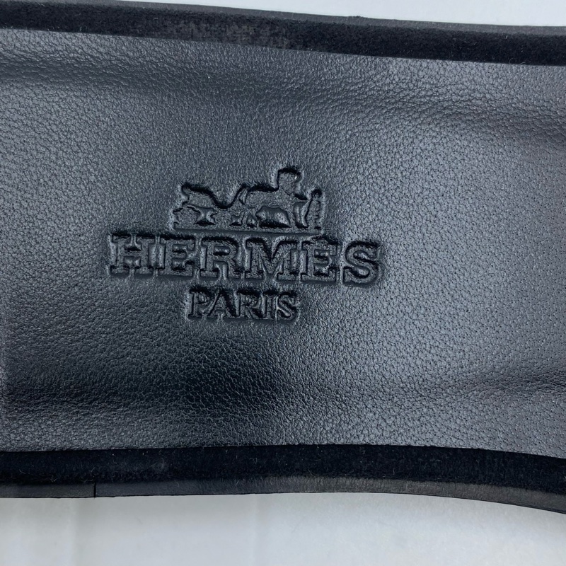 仅试穿 愛馬仕/Hermes 黑色鑽面拖鞋 36碼-5