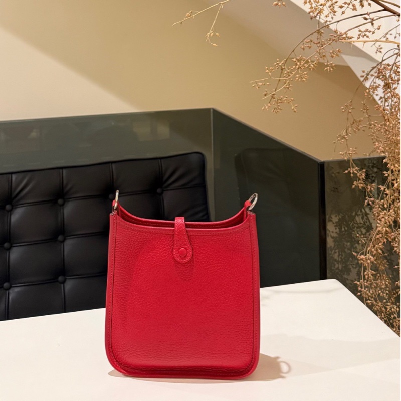 【95新✨經典款式✨全網最低價】Hermes愛馬仕 mini Evelyne 16 亮紅色銀扣-5