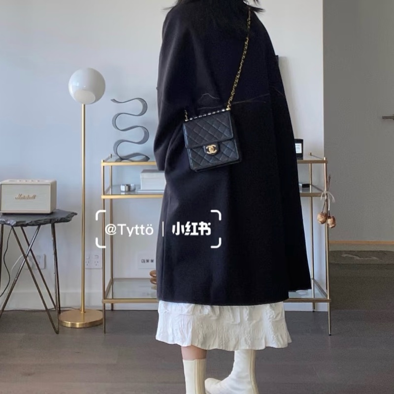 香奈兒CHANEL黑金小牛皮Matelasse Pearl Chain Bag珍珠鏈條翻蓋包肩斜背包AS0584-6