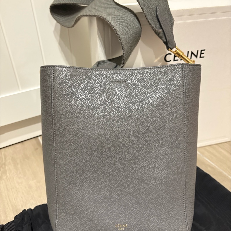 CELINE SANGLE BUCKET灰色 牛皮肩背包 小號-1
