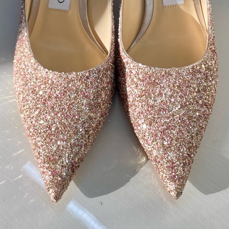 99新Jimmy Choo love系列 櫻花粉 尖頭細跟 高跟鞋 36碼-3
