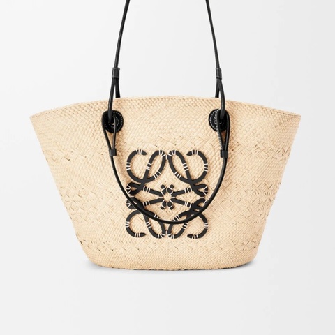 Loewe 小牛皮 Anagram 竹編包 黑色中號