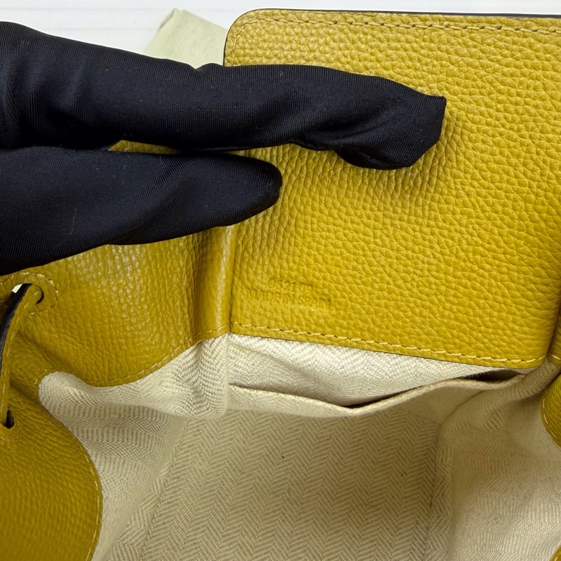 羅意威/LOEWE Hammock Mini 吊床 Drawstring 黃色 包身兩側採用抽繩設-6