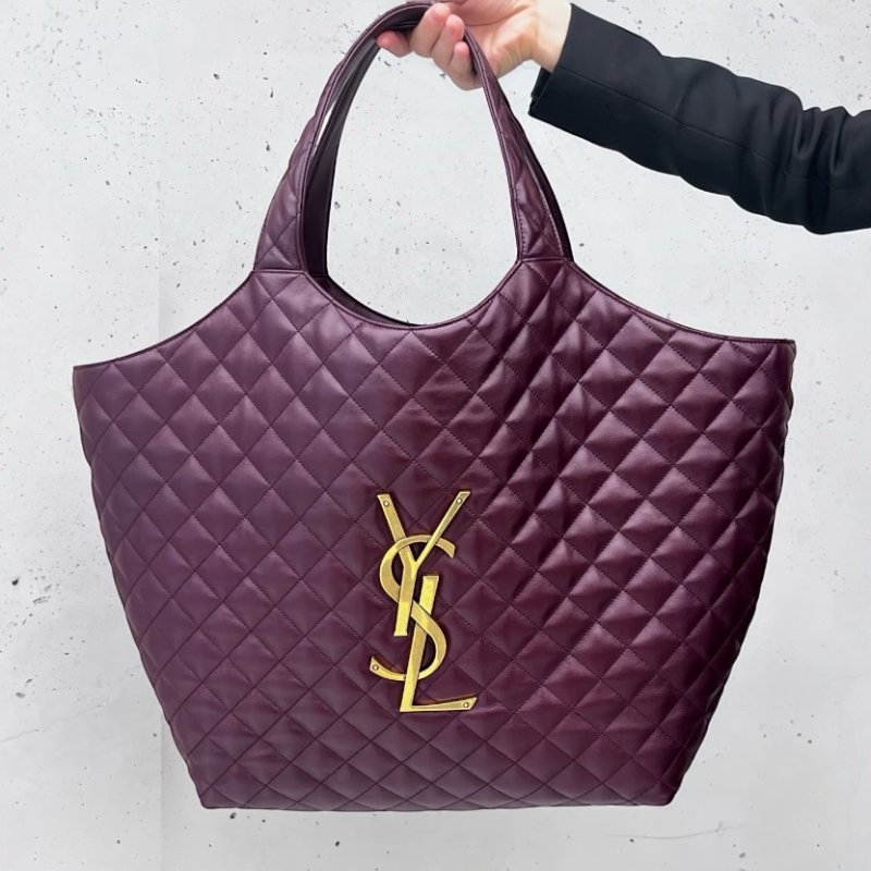 ✨2026季度全新✨Saint Laurent 698651 YSL Icare 絎縫小羊皮超大型購物包 卡本內酒紅色-6