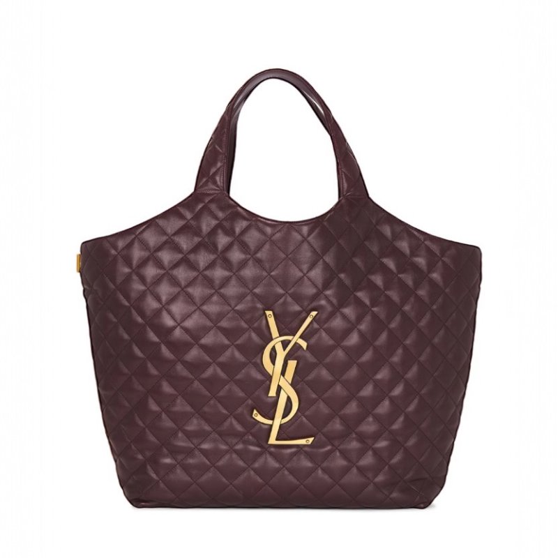 ✨2026季度全新✨Saint Laurent 698651 YSL Icare 絎縫小羊皮超大型購物包 卡本內酒紅色-7