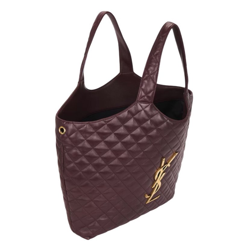 ✨2026季度全新✨Saint Laurent 698651 YSL Icare 絎縫小羊皮超大型購物包 卡本內酒紅色-9