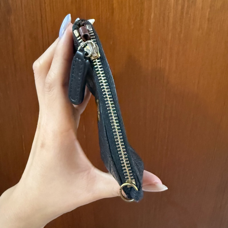 chanel 香奈兒 零錢包 黑色 一字零錢包 小廢包 黑金 附防塵袋 副廠鏈子 出清-6