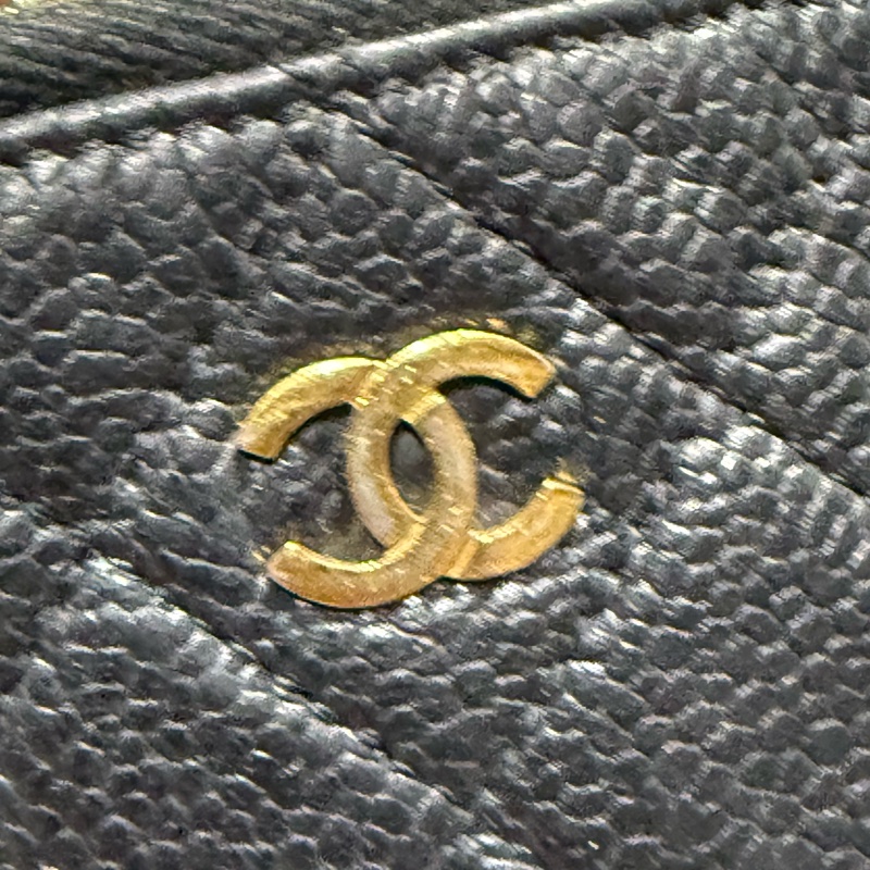 chanel 香奈兒 零錢包 黑色 一字零錢包 小廢包 黑金 附防塵袋 副廠鏈子 出清-10
