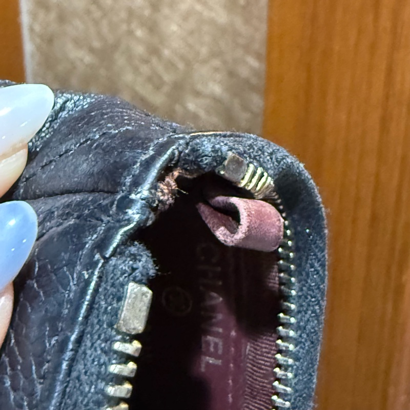 chanel 香奈兒 零錢包 黑色 一字零錢包 小廢包 黑金 附防塵袋 副廠鏈子 出清-20