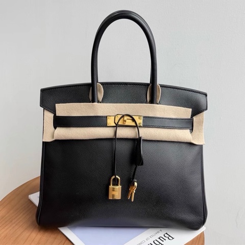 Hermes愛馬仕birkin30黑金Espom皮D刻 有鎖具 塵袋 盒子