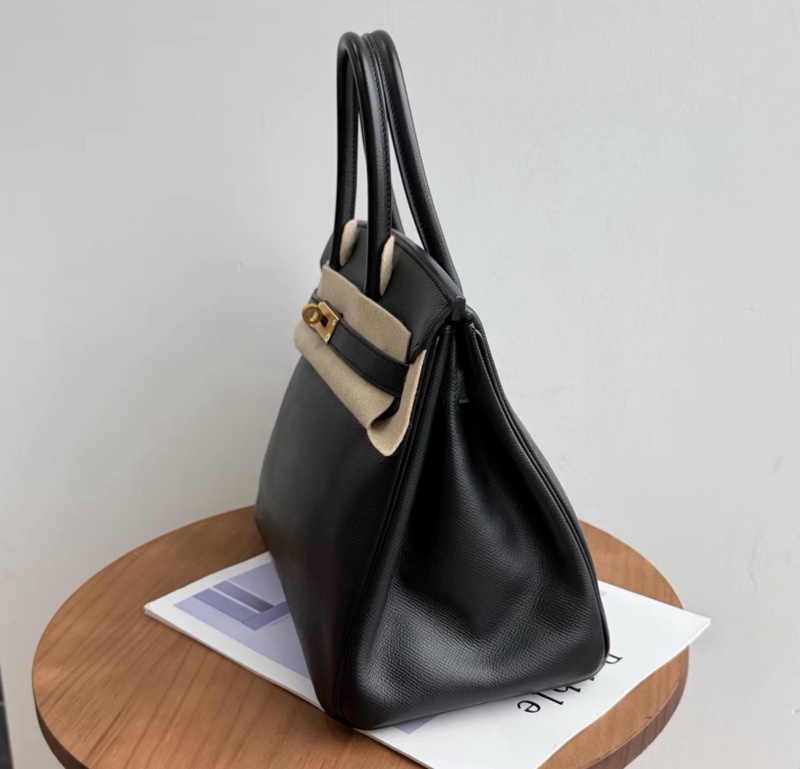 Hermes愛馬仕birkin30黑金Espom皮D刻 有鎖具 塵袋 盒子-4