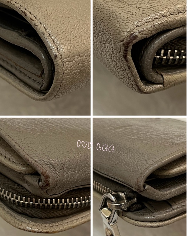 MIU MIU 雙拼色 灰棕 三折中夾 短夾 正品 二手精品-19