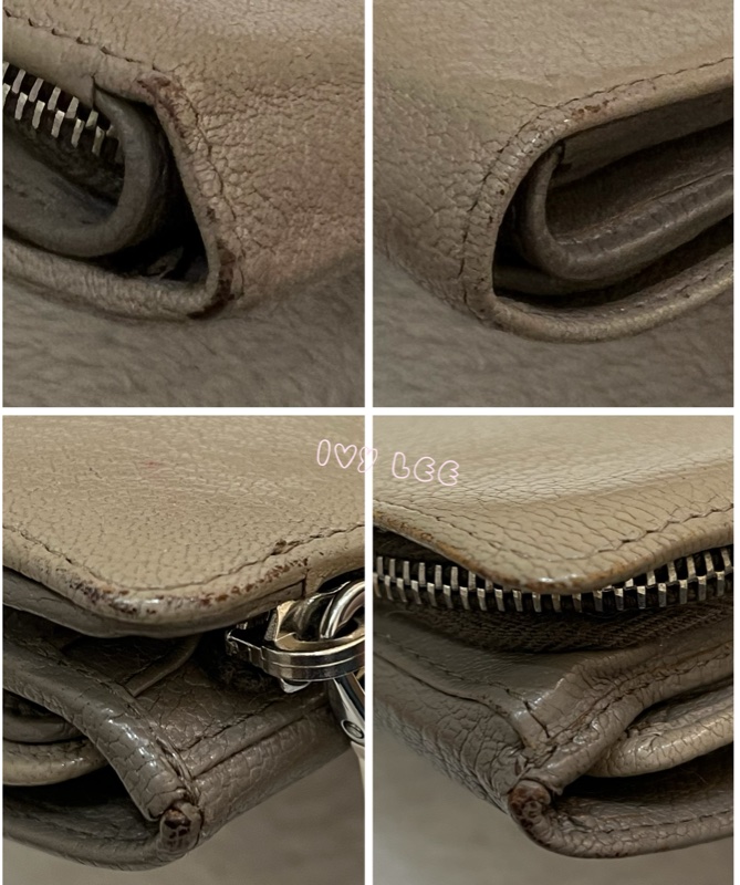 MIU MIU 雙拼色 灰棕 三折中夾 短夾 正品 二手精品-20