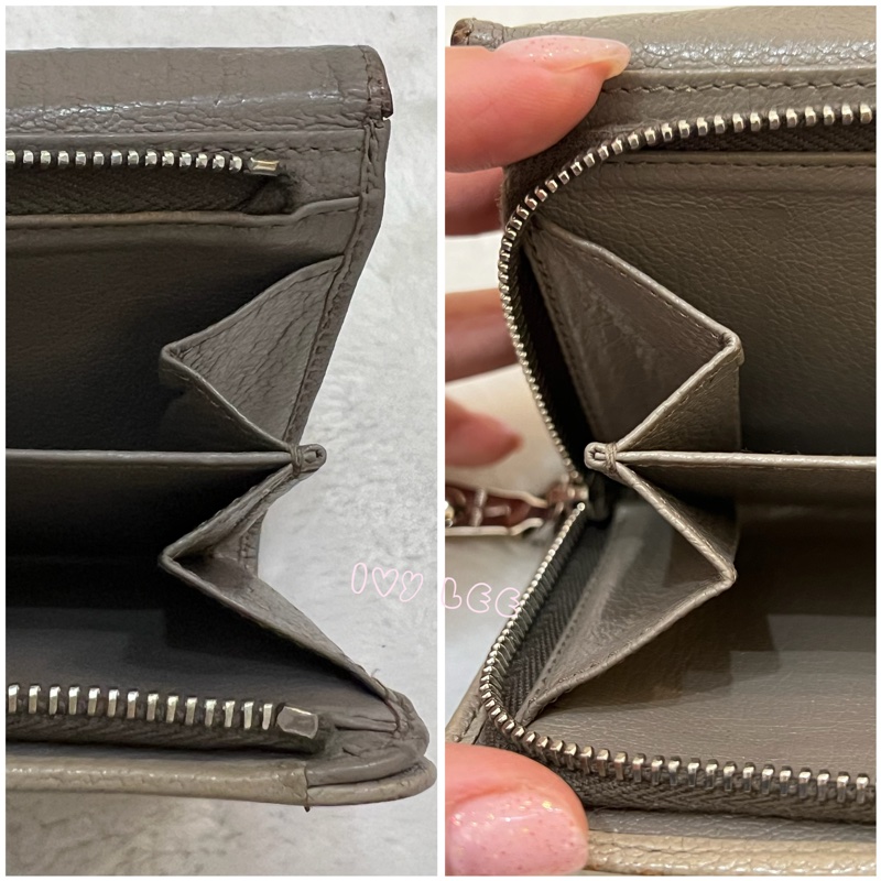 MIU MIU 雙拼色 灰棕 三折中夾 短夾 正品 二手精品-23
