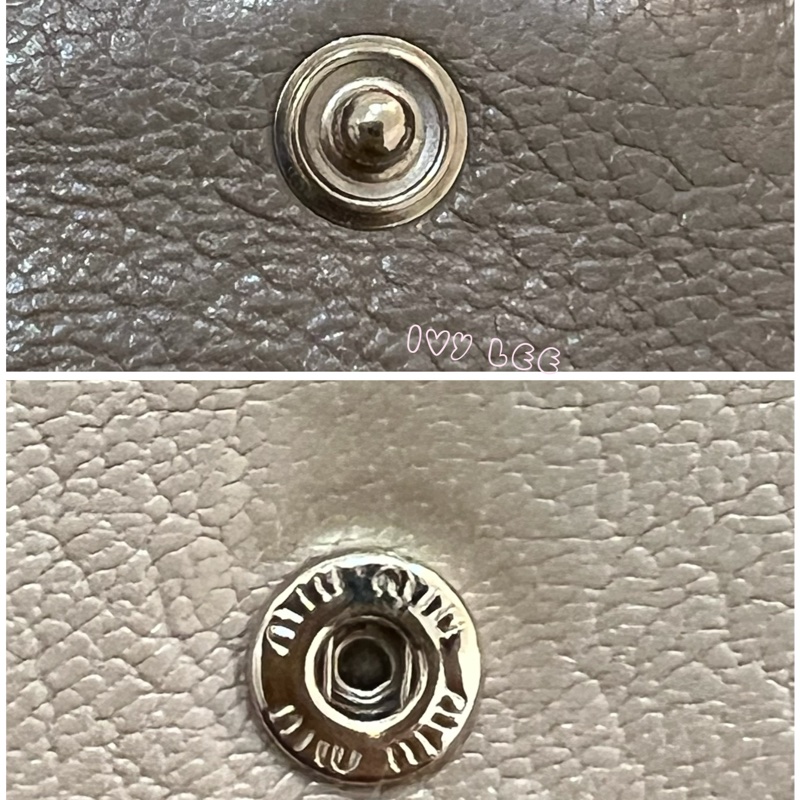 MIU MIU 雙拼色 灰棕 三折中夾 短夾 正品 二手精品-24