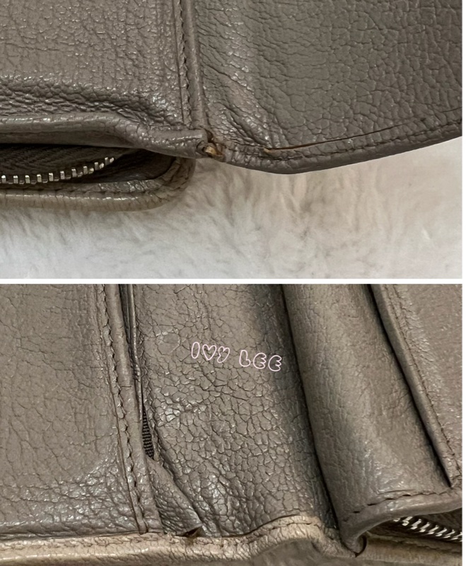 MIU MIU 雙拼色 灰棕 三折中夾 短夾 正品 二手精品-25