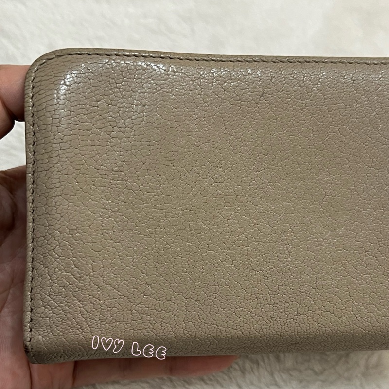 MIU MIU 雙拼色 灰棕 三折中夾 短夾 正品 二手精品-29