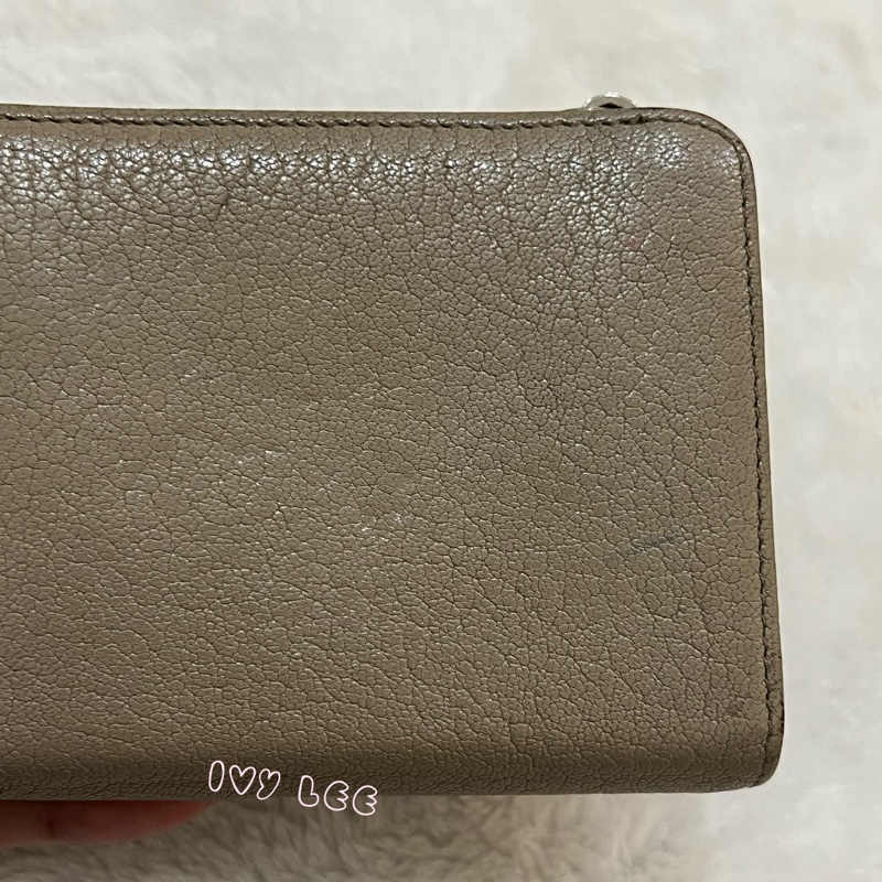 MIU MIU 雙拼色 灰棕 三折中夾 短夾 正品 二手精品-30