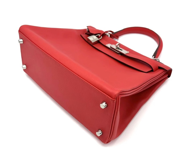 HERMES/愛馬仕番茄紅銀扣kelly 28 x刻-4