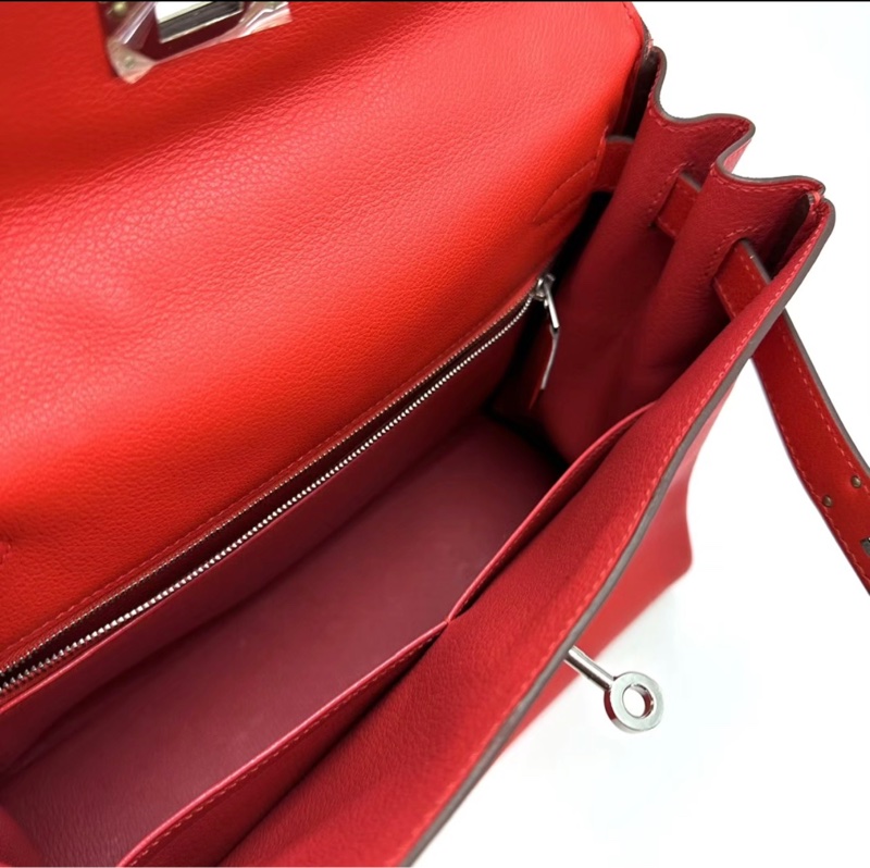 HERMES/愛馬仕番茄紅銀扣kelly 28 x刻-5