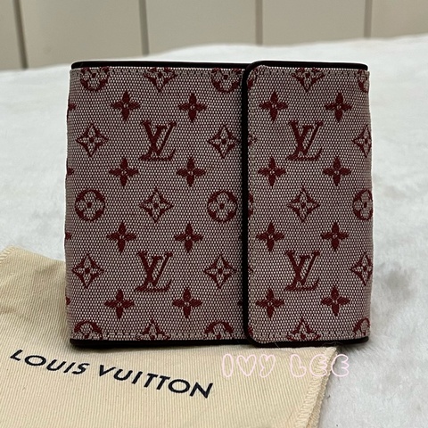 LOUIS VUITTON  Monogram單寧 短夾 櫻桃紅 M92241正品 二手精品