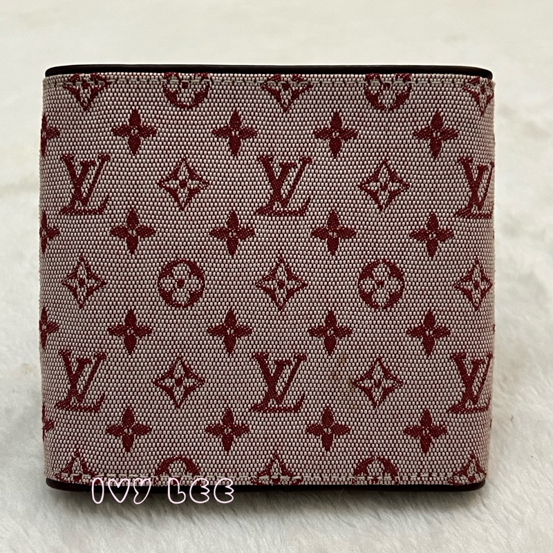 LOUIS VUITTON Monogram單寧 短夾 櫻桃紅 M92241正品 二手精品-1