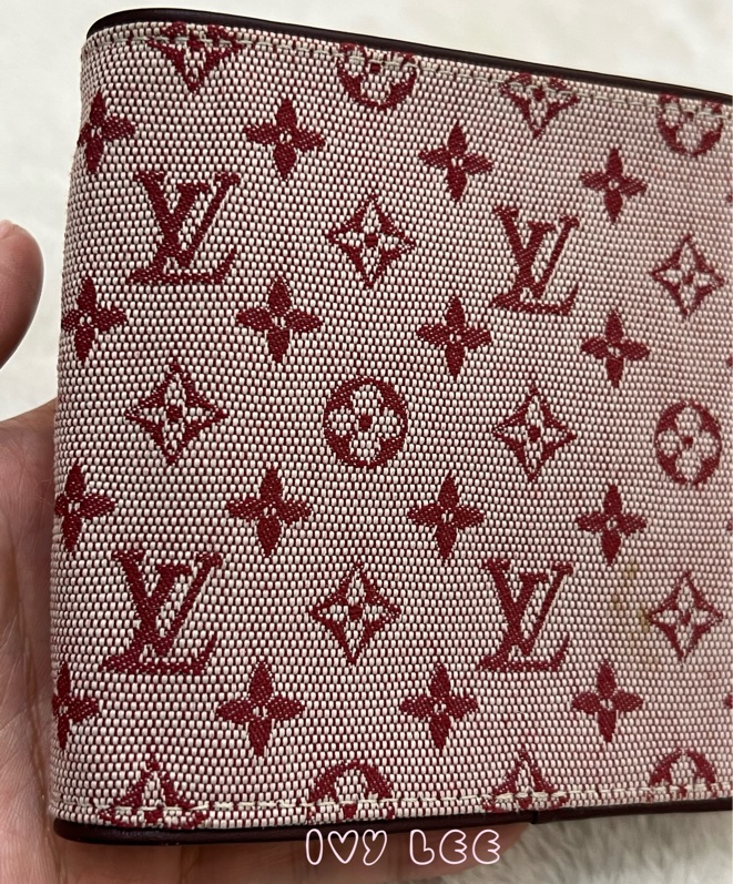 LOUIS VUITTON Monogram單寧 短夾 櫻桃紅 M92241正品 二手精品-25