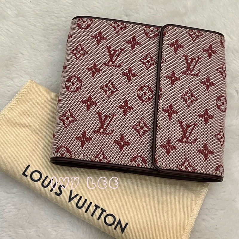 LOUIS VUITTON Monogram單寧 短夾 櫻桃紅 M92241正品 二手精品-27