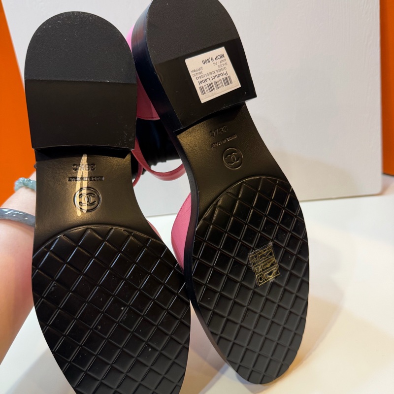 Chanel香奈兒 粉黑拼色瑪麗珍鞋 38.5碼-6