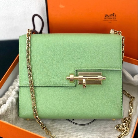 爱马仕mini Verrou 手枪包 牛油果金扣 山羊皮I