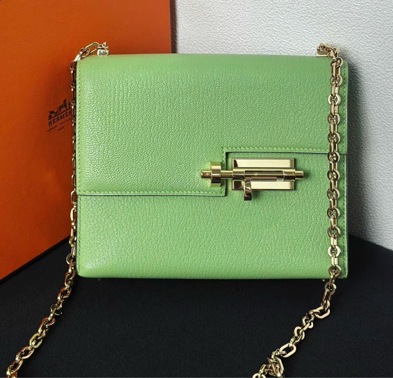 爱马仕mini Verrou 手枪包 牛油果金扣 山羊皮I-1