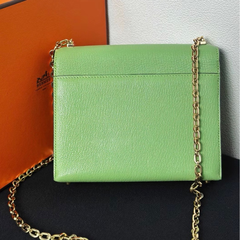 爱马仕mini Verrou 手枪包 牛油果金扣 山羊皮I-2