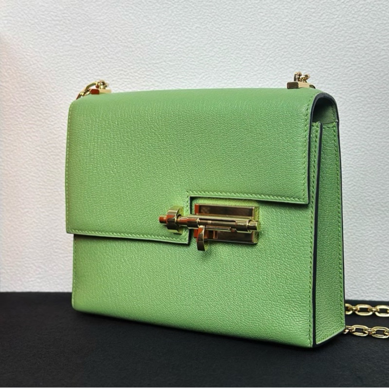 爱马仕mini Verrou 手枪包 牛油果金扣 山羊皮I-4