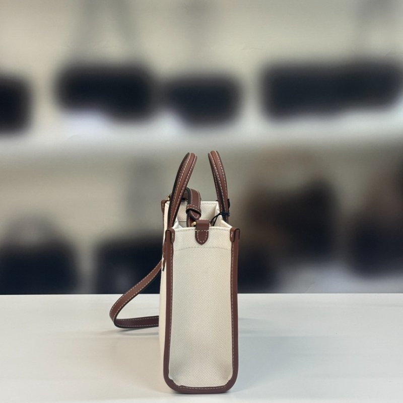 ⏰限時特賣價🌺Burberry 80441431 Freya 迷你雙色帆布拚皮芙蕾雅包 付長肩帶 棕色-5