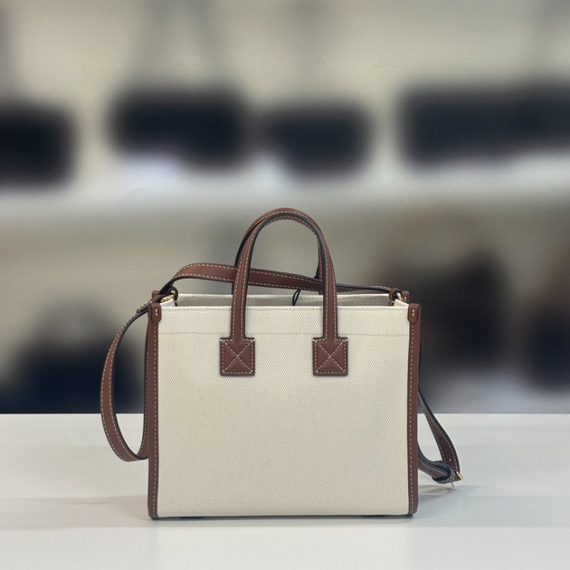 ⏰限時特賣價🌺Burberry 80441431 Freya 迷你雙色帆布拚皮芙蕾雅包 付長肩帶 棕色-6