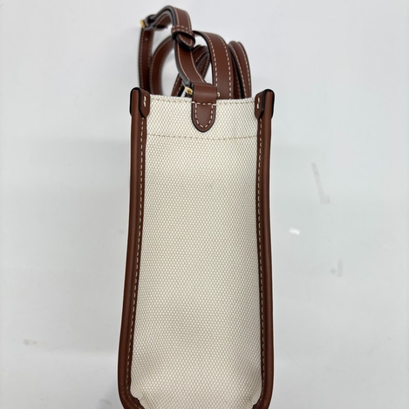 ⏰限時特賣價🌺Burberry 80441431 Freya 迷你雙色帆布拚皮芙蕾雅包 付長肩帶 棕色-14